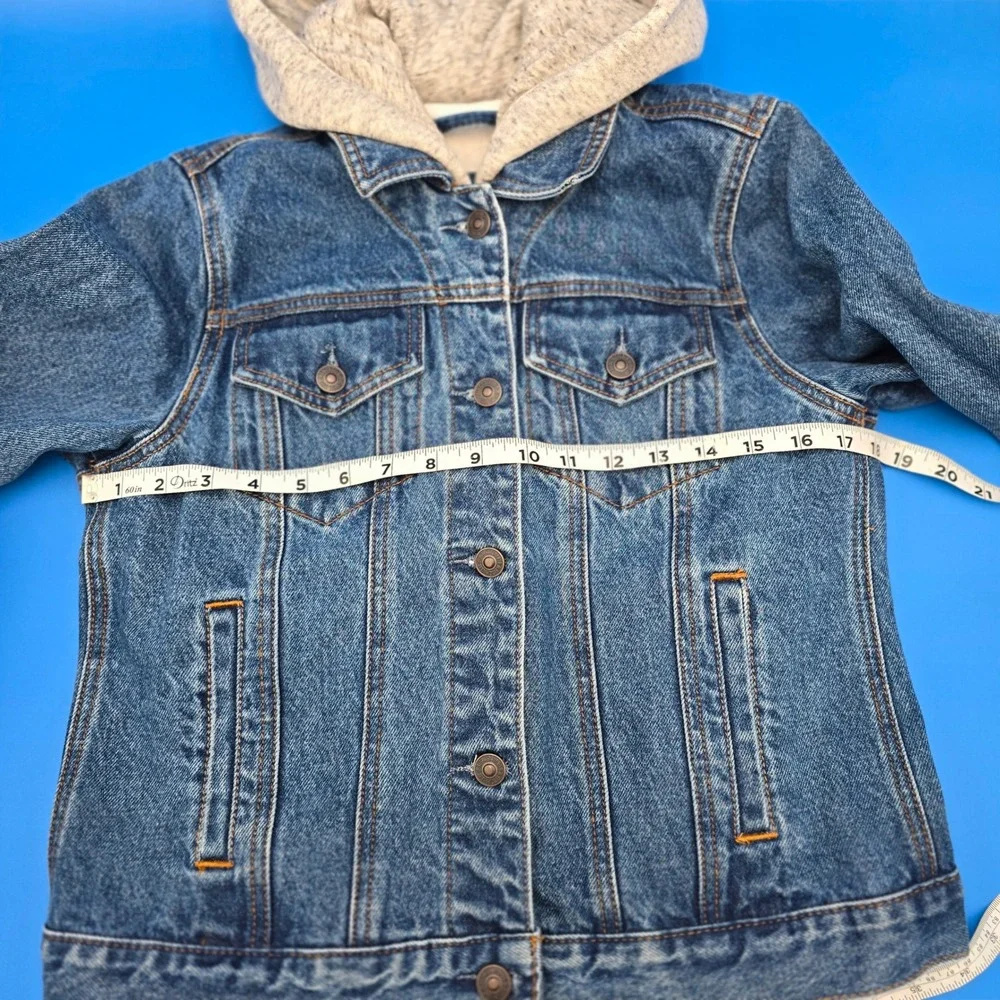 Abercrombie & Fitch Hooded Denim Jacket | Y2K Mixed Media Jean Hoodie - Picture 6 of 7